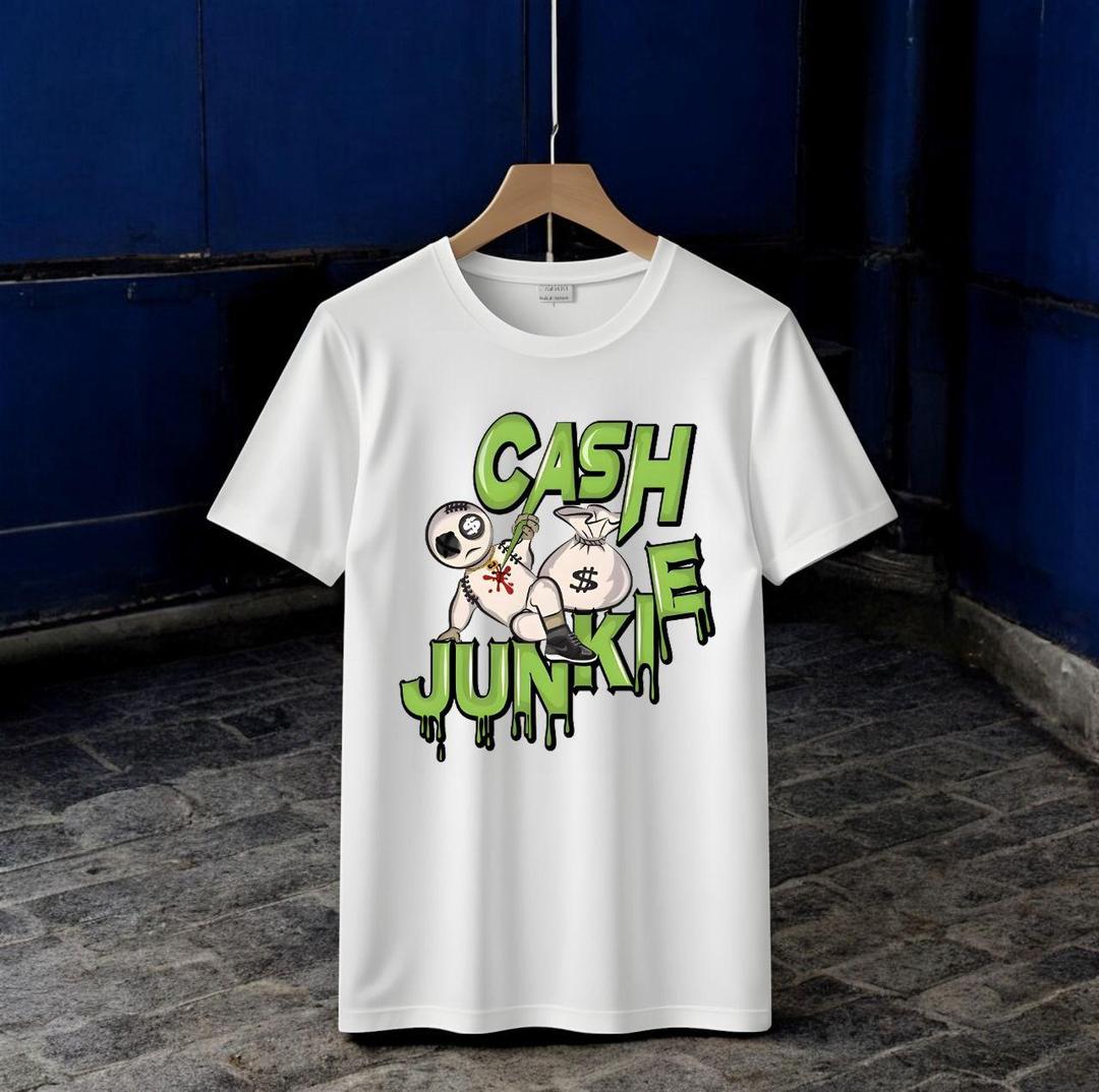 Men's White Cash Junkie Graphic Jersey T-Shirt